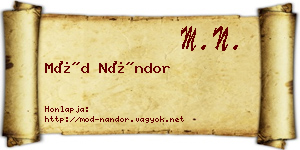 Mód Nándor névjegykártya