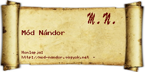Mód Nándor névjegykártya
